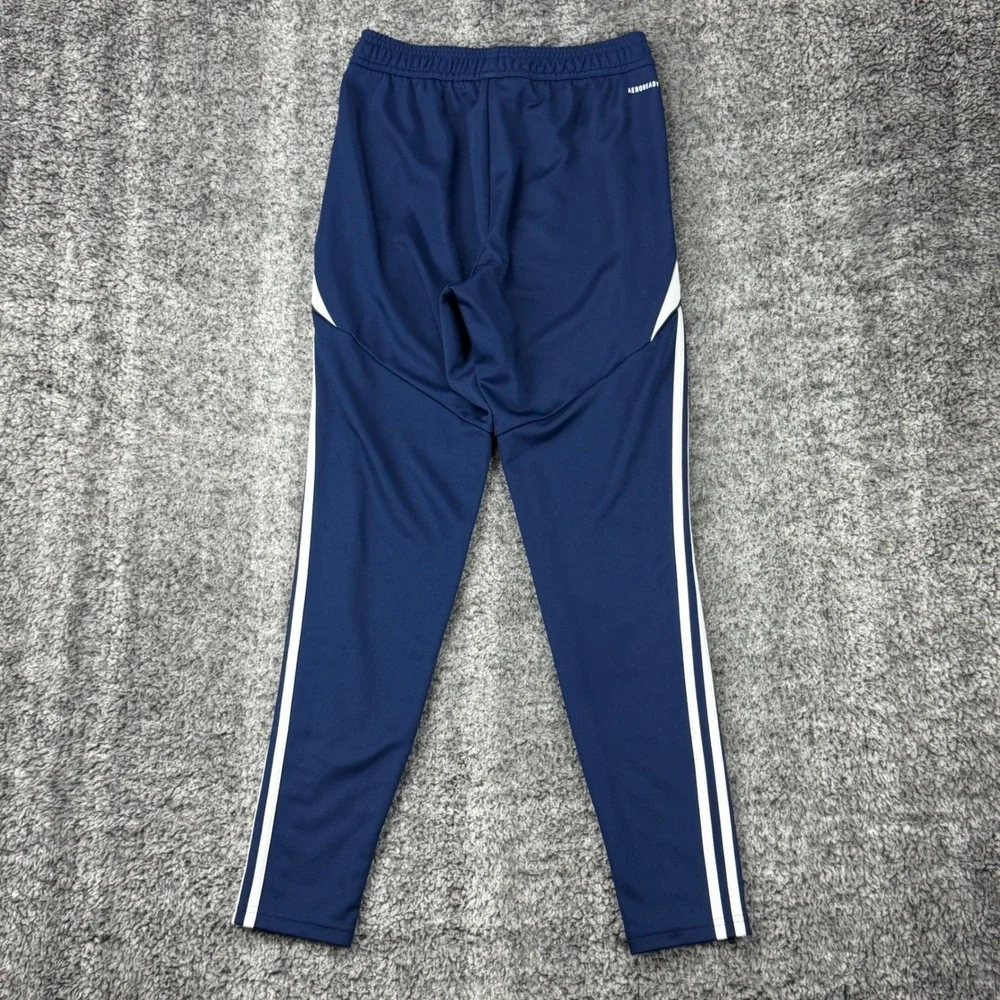 Adidas Men's Size Small Aeroready Track Pants‎ Navy Blue White Stripes Zippers